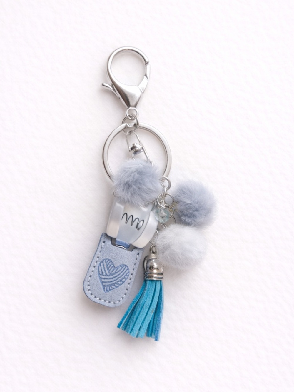 BN Handmade Light Blue Poms Tassel tiny Scissors key Charm/chain accessories